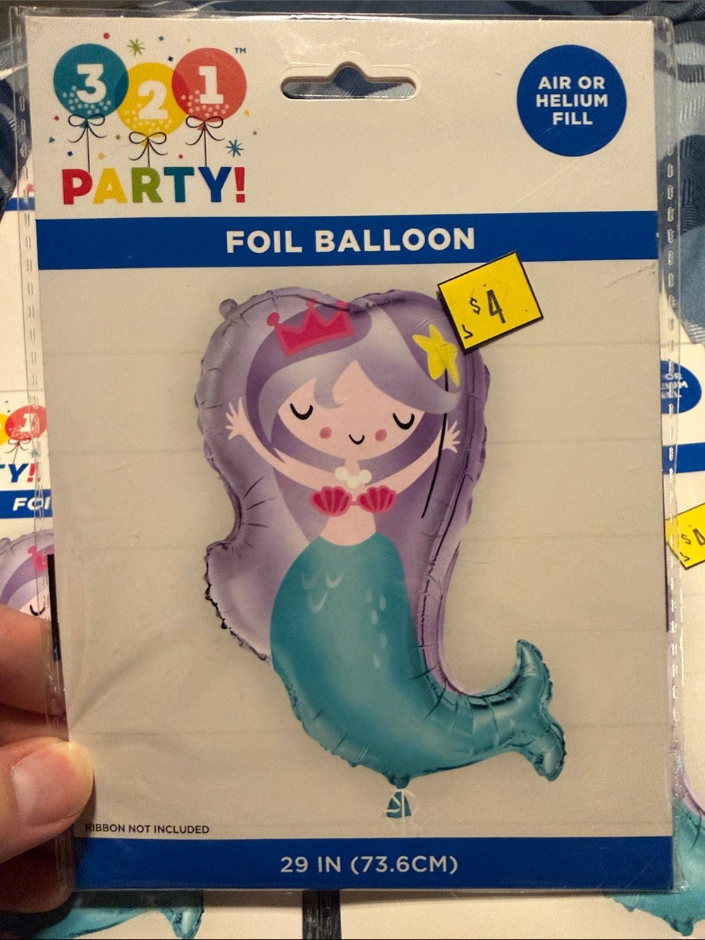 3 2 1 Party! Purple & Teal Mermaid Foil Balloon
